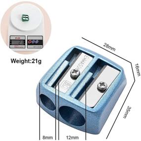 img 3 attached to Металлическая точилка для карандашей - небольшая ручная точилка с двумя отверстиями для школы, офиса и художников-скетчеров.