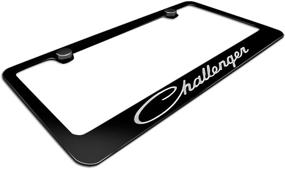 img 1 attached to Dodge Challenger Classic Logo Black Metal License Plate Frame by CarBeyondStore