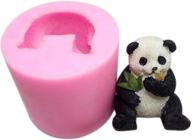 🐼 3d panda silicone candle mold, panda eating bamboo chocolate cake topper fondant mould, diy soap mold & cake decorating tools logo