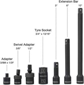 img 1 attached to 🔧 Набор ударных головок WORKPRO 1/2 дюйма: из премиальной стали Cr-V, 55 штук, дюймовые и метрические головки в улучшенном кейсе для хранения