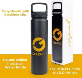 img 2 attached to 🥋 Stay Hydrated in Style with Gold BJJ Insulated Water Bottle - Carabiner Handle, Wide Mouth, Double Walled 24 Ounce Bottle for Hot & Cold Liquids - Made by Jiu Jitsu Athletes!