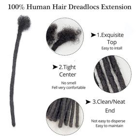 img 2 attached to 🧶 JISHENG Loc Extensions Human Hair 0.6 cm Diameter 8 inch Dreadlocks 30 locs Full Handcrafted Loc for Men and Women