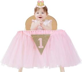 img 1 attached to 🎀 Baby Pink and Gold Princess 1st Birthday High Chair Tutu Skirt Banner - Cake Smash Decorations for Girls - First Birthday Banner Centrepiece