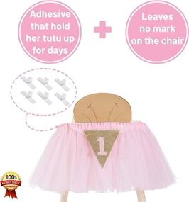 img 2 attached to 🎀 Baby Pink and Gold Princess 1st Birthday High Chair Tutu Skirt Banner - Cake Smash Decorations for Girls - First Birthday Banner Centrepiece