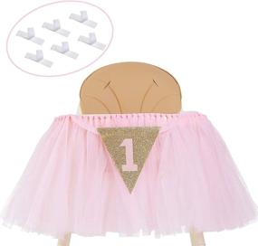 img 4 attached to 🎀 Baby Pink and Gold Princess 1st Birthday High Chair Tutu Skirt Banner - Cake Smash Decorations for Girls - First Birthday Banner Centrepiece