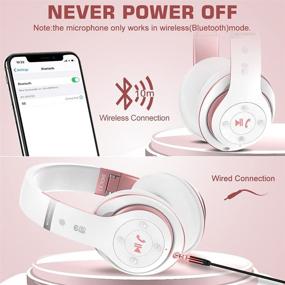 img 1 attached to 🎧 Беспроводные наушники Bluetooth 6S: накладные, с ультрачистым стерео звуком, складные, с микрофоном и FM, совместимы с телефоном/ПК, белые и розовые.