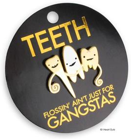 img 3 attached to 🦷 Floss Like a Boss with I Heart Guts Teeth Lapel Pin - Metallic Enamel Faux Gold Accessories
