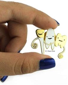 img 2 attached to 🦷 Floss Like a Boss with I Heart Guts Teeth Lapel Pin - Metallic Enamel Faux Gold Accessories