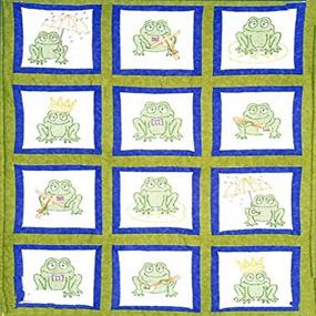 img 1 attached to 🐸 Jack Dempsey Frogs Stamped White Quilt Blocks: Fun and Versatile 9"x9" Designs - Pack of 12