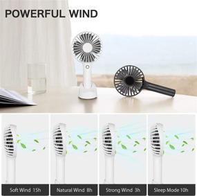 img 1 attached to 🌬️ Portable Handheld Fan, Mieuxbuck Mini Personal Fan, Rechargeable Hands Free Fan with 3 Wind Speeds, 2600mAh Battery Capacity, USB Desk Fan with Stand Base for Outdoor Walking