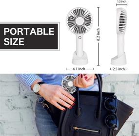 img 2 attached to 🌬️ Portable Handheld Fan, Mieuxbuck Mini Personal Fan, Rechargeable Hands Free Fan with 3 Wind Speeds, 2600mAh Battery Capacity, USB Desk Fan with Stand Base for Outdoor Walking