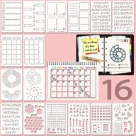 16-pack journal planner stencils - scrapbook templates for dotted journals, calendars, habit trackers, lists, letters, numbers and more logo