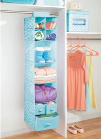 img 2 attached to 👶 mDesign Soft Fabric Hanging Storage Organizer for Child/Kids Room or Nursery - 7 Shelves, 3 Removable Drawers, Polka Dot Pattern - 2 Pack - Turquoise Blue & White Dots