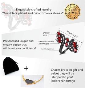 img 2 attached to 💍 Uloveido Women's Punk Black Wedding Rings: Oval and Round Cut Red White Cubic Zirconia Rhinestones Open Tail Anniversary Jewelry J656