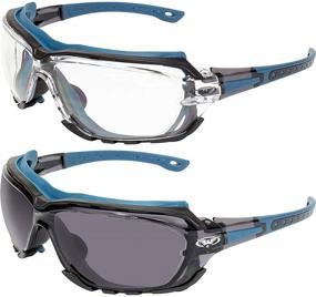 img 4 attached to Enhance Motorcycle Riding Safety: Global Vision Octane Sport Safety Glasses - Blue Gasket, Clear and Smoke Lens, 2 Pairs