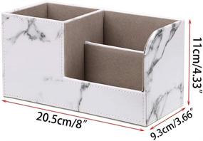 img 2 attached to 🖊️ BTSKY Marble White PU Leather Desk Pen Pencil Holder - Multi-functional Desktop Organizer Storage Box, Business Card, Pen/Pencil, Mobile Phone, Remote Control Stationery Holder, Home Office Table Top Organization Decor