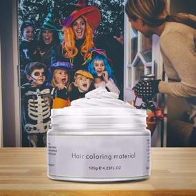 img 3 attached to 🌈 Acosexy Temporary Hair Wax: Fashionable Colorful Pomades for Instant Hairstyles - Natural, Disposable, and Strong Hold Hair Dye Gel Cream for Parties, Cosplay, Masquerade, and More! (White)