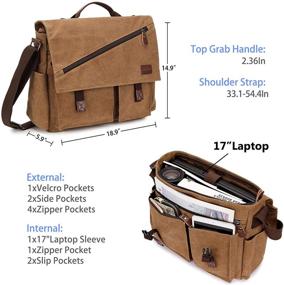 img 2 attached to 👜 Durable and Stylish RAVUO Messenger Bag: Water Resistant Canvas Satchel for Men - Perfect for Business, Laptop, and Books