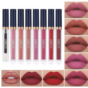 img 4 attached to 7-Piece Matte Liquid Lipstick Set with Lip Plumper - Long-Lasting, Waterproof Velvet Lip Gloss. Pigmented Lip Makeup Gift Sets for Girls and Women