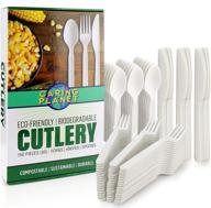 🌍 caring planet compostable cutlery - eco-friendly utensils (150pcs): forks, knives, spoons logo