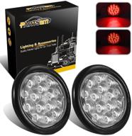 🚦 partsam 4-inch red sealed led trailer stop/turn/brake tail light - 15 diodes, clear lens, grommet mount, mini-reflex faceted reflector design, hardwired for trailers less than 80-inch wide (2-pack) logo