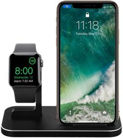 img 4 attached to XINHAI 2-in-1 Aluminum Alloy Phone Wireless Charger Stand & Charging Station Compatible with iWatch Holder Series 4/3/2/1 and iPhone 11/11 Pro/11 Pro Max/X/Xs/Xs MAX/8 Plus/8