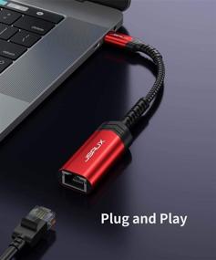 img 1 attached to JSAUX USB-C to Ethernet Adapter - Gigabit LAN Network Adapter for iPad Pro 2021, iMac, MacBook Pro 2020/2019, MacBook Air, Dell, and More (Red)