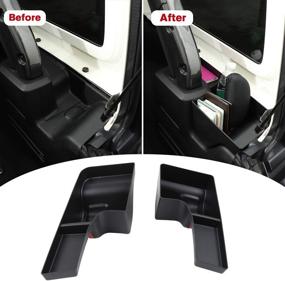 img 2 attached to 🚙 CheroCar Jeep JL Trunk Storage Tray Organizers - Rear Cargo Side Box for Jeep Wrangler JLU 2018-2021 | Enhance Interior Space with Quality Interior Accessories