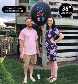 img 3 attached to 🎉 Unveiling the Surprise: Jumbo Gender Reveal Confetti Balloons - 36" Black Boy or Girl Balloon Set with Blue Pink Confetti for Memorable Baby Gender Reveal Party