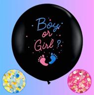 🎉 unveiling the surprise: jumbo gender reveal confetti balloons - 36" black boy or girl balloon set with blue pink confetti for memorable baby gender reveal party logo