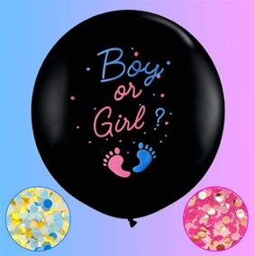 img 4 attached to 🎉 Unveiling the Surprise: Jumbo Gender Reveal Confetti Balloons - 36" Black Boy or Girl Balloon Set with Blue Pink Confetti for Memorable Baby Gender Reveal Party