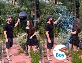 img 1 attached to 🎉 Unveiling the Surprise: Jumbo Gender Reveal Confetti Balloons - 36" Black Boy or Girl Balloon Set with Blue Pink Confetti for Memorable Baby Gender Reveal Party