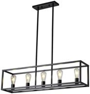 🔦 xilicon 5-light farmhouse kitchen island chandelier with black shade - modern industrial pendant lighting for kitchen hallway bar, dining room, and restaurant логотип