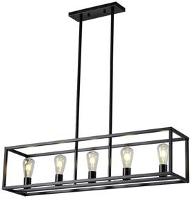 img 2 attached to 🔦 XILICON 5-Light Farmhouse Kitchen Island Chandelier with Black Shade - Modern Industrial Pendant Lighting for Kitchen Hallway Bar, Dining Room, and Restaurant