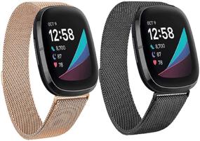 img 4 attached to 📟 SINPY Браслет для Fitbit Versa 3: Набор из 2-х металлических браслетов с магнитным замком – регулируемые заменяемые ремешки, совместимые с трекером Fitbit Sense. В наличии варианты черного и розового золота.