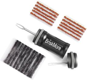 img 4 attached to BriskMore Tubeless Bike Tire Repair Kit: Fix Punctures and Flats Easily, MTB & Road Bicycles - Includes 2 Plug Insertion Tools, Storage Canister, and 20 Strips in Bacon and Black