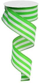 img 1 attached to Stripe Wired Ribbon Apple Green