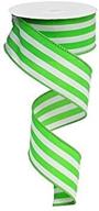 stripe wired ribbon apple green logo