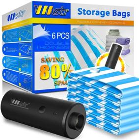 img 4 attached to 🧳 VMSTR Travel Vacuum Storage Bags with Electric Pump - Space Saver Bags for Travel & Home Use (Pack of 6)