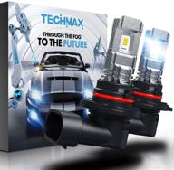 🔦 techmax h10 led лампы для противотуманных фар, упаковка из 2 штук - 6000k ксеноново-белый, 2800lm, 60w, угол излучения 320° - 9145 9140 дхо. логотип