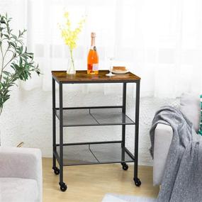 img 3 attached to 🛒 HOOBRO 3-Tier Kitchen Bar Cart on Wheels: Convenient Storage Shelves with Brakes for Kitchen, Living Room, Bedroom, and Entryway – Easy Assembly BF01TC01