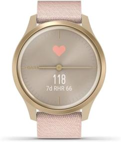 img 3 attached to 🌟 Renewed Garmin Vivomove Style: Hybrid Smartwatch with Real Watch Hands, Gold & Pink Woven Nylon Band