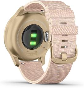 img 2 attached to 🌟 Renewed Garmin Vivomove Style: Hybrid Smartwatch with Real Watch Hands, Gold & Pink Woven Nylon Band