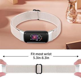 img 2 attached to Растяжимые спортивные браслеты для Fitbit Luxe | Регулируемый эластичный нейлоновый ремешок для запястья | 🔶 Совместимо с фитнес-трекером и трекером благополучия Fitbit Luxe для женщин и мужчин | Цвет - абрикосовый