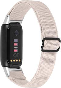 img 4 attached to Растяжимые спортивные браслеты для Fitbit Luxe | Регулируемый эластичный нейлоновый ремешок для запястья | 🔶 Совместимо с фитнес-трекером и трекером благополучия Fitbit Luxe для женщин и мужчин | Цвет - абрикосовый