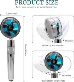 img 3 attached to Turbocharged Handheld Shower Head - High Pressure, 360 Degrees Rotating, Water Saving (Blue)