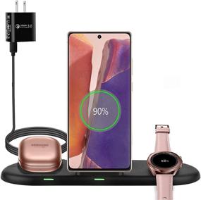 img 4 attached to 🔌 Удобная 3-в-1 беспроводная зарядная станция для Samsung Galaxy Watch 4, Active 2, Galaxy Buds и телефона