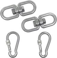 🔗 2pcs stainless steel m10 swivel ring double ended swivel eye hook + 2pcs m8 carabiner: swing spinner for aerial dance, children's swing, hanging hammock, hanging rotating device логотип