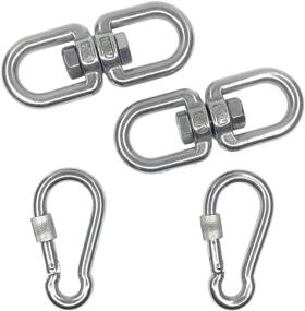 img 4 attached to 🔗 2PCS Stainless Steel M10 Swivel Ring Double Ended Swivel Eye Hook + 2PCS M8 Carabiner: Swing Spinner for Aerial Dance, Children's Swing, Hanging Hammock, Hanging Rotating Device