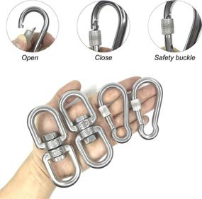 img 2 attached to 🔗 2PCS Stainless Steel M10 Swivel Ring Double Ended Swivel Eye Hook + 2PCS M8 Carabiner: Swing Spinner for Aerial Dance, Children's Swing, Hanging Hammock, Hanging Rotating Device